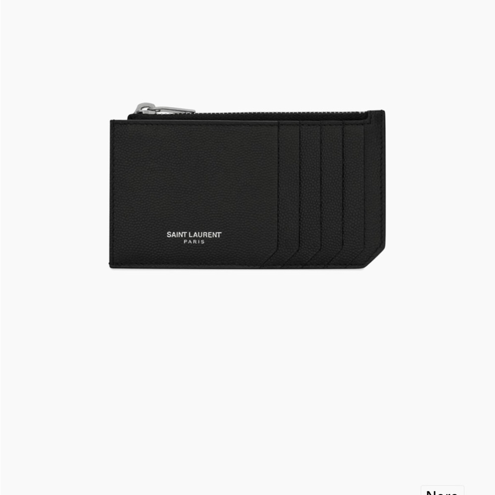 Saint Laurent Black Card Holder Wallet with Gold Zipper - Picture 4 of 5